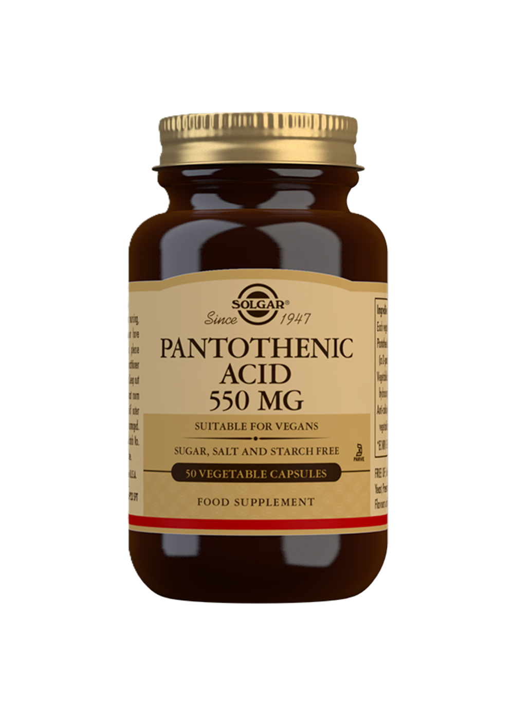 Product Solgar® Pantothenic Acid (Vitamin B5) 550mg 50's